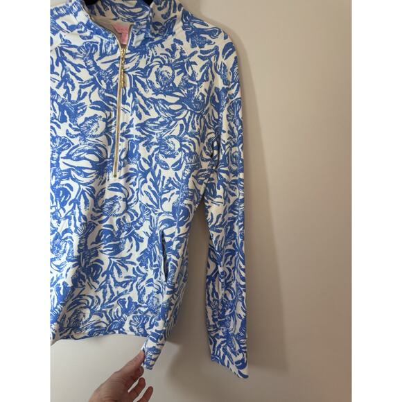 Lilly Pulitzer Lobstah Roll Skipper Popover Blue Lobster Quarter Zip Sz S EUC - Picture 10 of 15